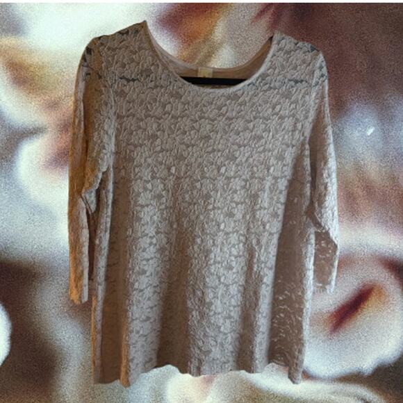 Now & Forever 1XL 3/4 sleeve light pink lace polyester blend woman's blouse. - Picture 1 of 1